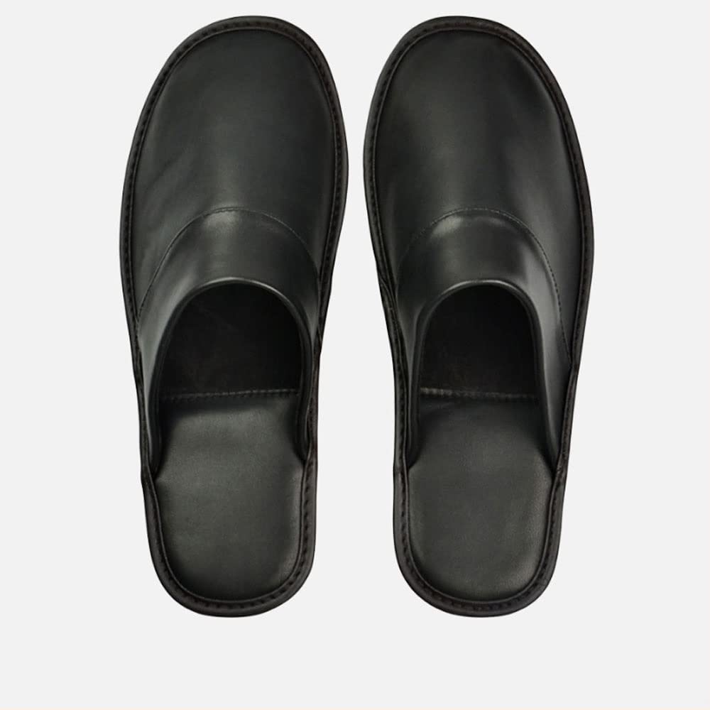 Mens Women Genuine Cowhide Leather Slippers Non Slip Home Bedroom Shoes House Slippers Comfy Indoor Outdoor Shoes Slippers