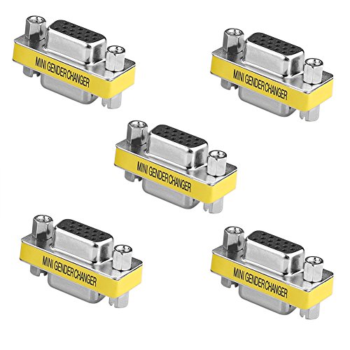 Sienoc Gender Changer HD15 F HD15 F 15 Pin VGA SVGA monitor D sub Género Convertidor hembra a hembra, 5 unidades)
