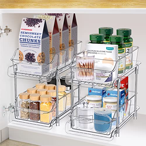 Bathroom Storage Organizer With Dividers, 2 Tier Multi-Purpose Kitchen Under Sink Organizers And Storage Slide-Out, Closet Organization, Kitchen Pantry Cabinet Medicine Bins #TOP4