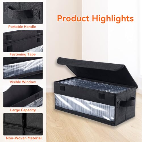 Miniatura 3 de Caja De Almacenamiento Para Cd Con Ventana Visible, Para 32 Cd, Dvd Con Tapa Y Asa, Caja De Almacenamiento Plegable Adecuada Para Cd, Libros, Documentos, Color Negro, 4 Unidades 2 Unidades