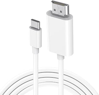 USB C to HDTV Cable 4K@60Hz, 6FT Type C to HDTV 2.0 Cord for iPhone 17/16/15Series, MacBook, iPad Pro, iMac, Galaxy S24, Surface, USB-C to HDTV Adapter for TV/Monitor/Projector (Pure White)