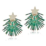 Pendientes de Navidad para mujer, aleación chapada en oro de 14 quilates, pendientes de vacaciones, hipoalergénicos, regalos de Navidad, Zinc,