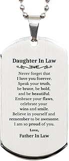 Daughter In Law Silver Dog Tag, Never forget that I love you forever, Inspirational Daughter In Law Birthday Unique Gifts From Father In Law