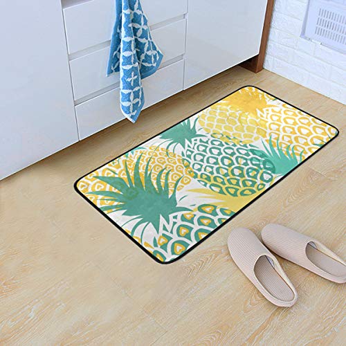 Kitchen Rugs Pineapple Tropical Fruit Design Non-Slip Soft Kitchen Mats Bath Rug Runner Doormats Carpet For Home Decor, 39" X 20" #TOP2