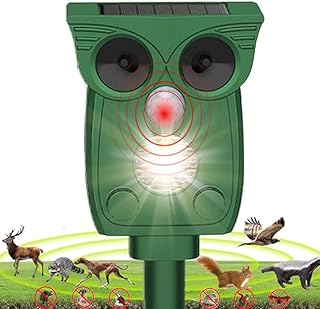Répulsif pour chats pour jardins UK, répulsif antiparasitaire solaire à ultrasons, dissuasif pour pigeons, effaroucheur de chats, dissuasifs pour renards pour jardins UK, étanche IP54, lampe de poche