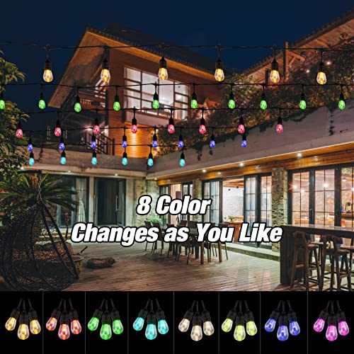 Ipstank Outdoor String Lights, 48Ft Color Changing Outdoor String Lights, Patio Lights Outdoor Waterproof Porch Light With Remote, For Patio Decor, Balcony #TOP2
