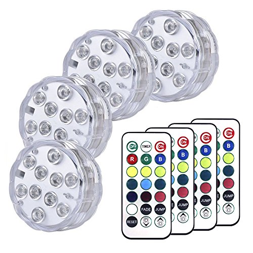 RGB Color Changing Submersible Lights 13 Colors Fade Jump Modes Battery Powered LED