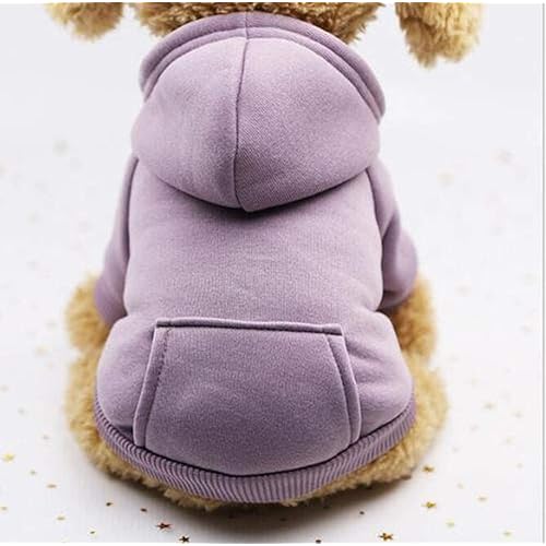Idepet Pet Dog Hoodies Dog Clothes for Small Dogs Vest Chihuahua Clothes Warm Coat Jacket Autumn Puppy Outfits Cats Dogs Clothing(M, Purple)