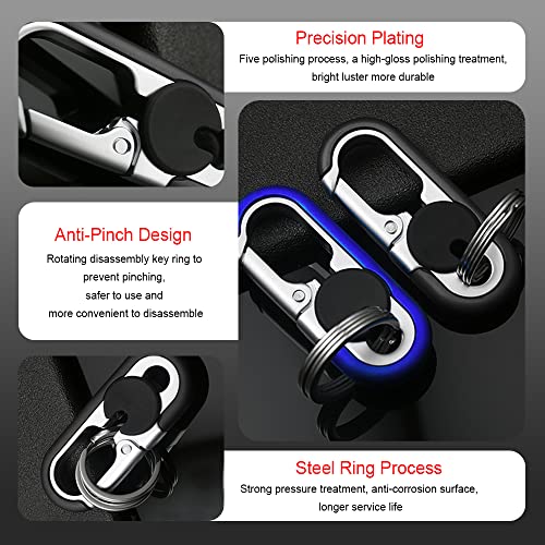 Jsorum Heavy Duty Key Chain, Anti-Loss Keychain With Double Keyrings, Metal Car Keychains, Car Fob Key Keychain Holder For Men Women (Black) #TOP2