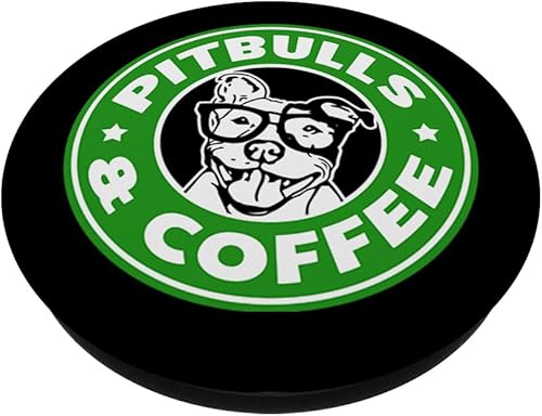 Miniatura 2 de PitBulls y café gracioso para Pit Bull Papá o Pitbull mamápopsockets agarre y soporte para teléfonos y tabletas, Negro