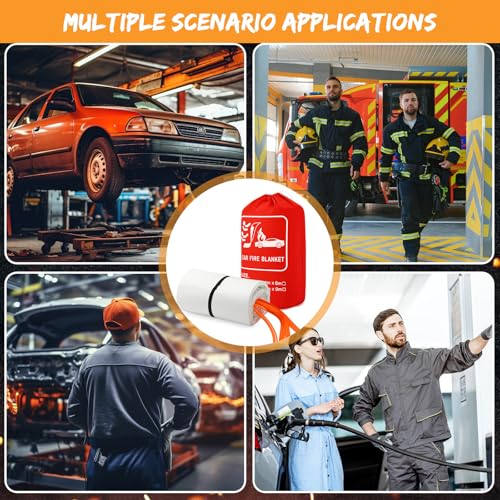 Saysurey Emergency Fire Blanket for Car EV Vehicle Fiberglass Extinguisher Blanket Large Fire Suppression Survival Safety Equipment for Automobiles Motorcycles Warehouses House Camping