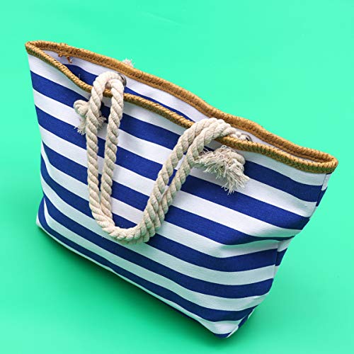 BESPORTBLE Bolsa feminina listrada com estampa de lona, bolsa de mão, bolsa de compras, bolsa de pra