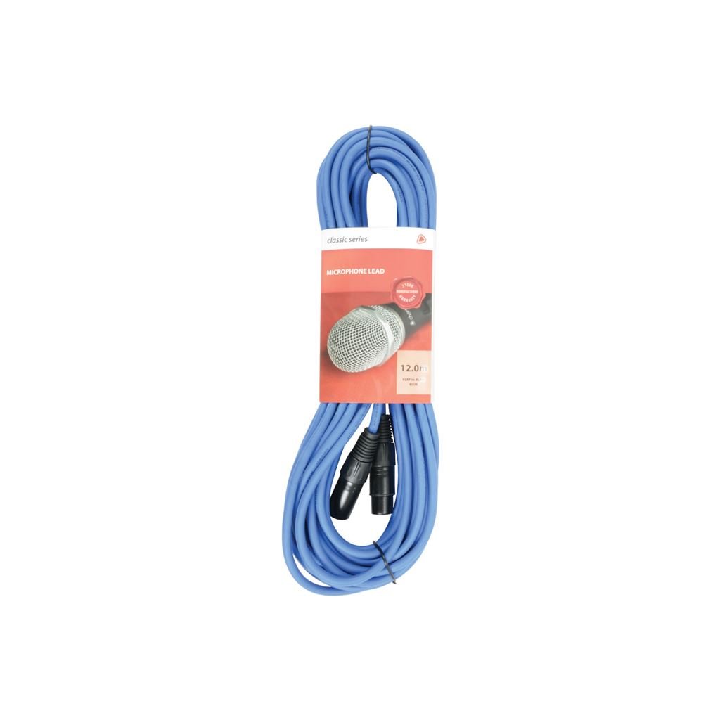 Citronic XLR Male - XLR Female Microphone Cable Blue - 12 Metres, 12.0m