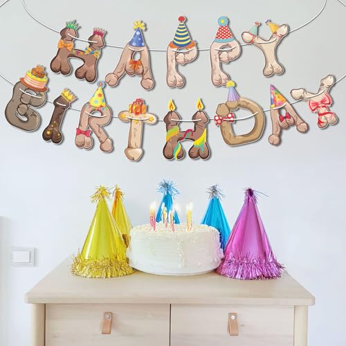 Image of Funny Penis Happy Birthday Banner Garland - Pre-Strung Naughty Adult Birthday Decoration, Hilarious Bachelorette Bachelor Party Decor, Gag Gift, Easy Hang, Reusable
