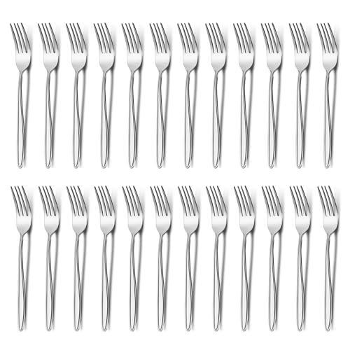 Pleafind 24-Piece Dinner Fork Set - 7.87 Inch Stainless Steel Table Forks, Mirror Polished, Dishwasher Safe