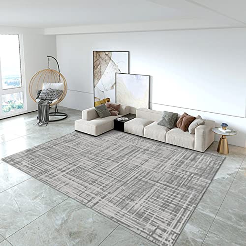 Tapis de chambre 140x200 lavable de style moderne dégradé géométrique gris et noir