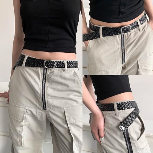 Braided Waist Belt for Cowgirl With Metal Buckle Vintage Belt Hot Girl WaistChain Braided Oversize Belt3