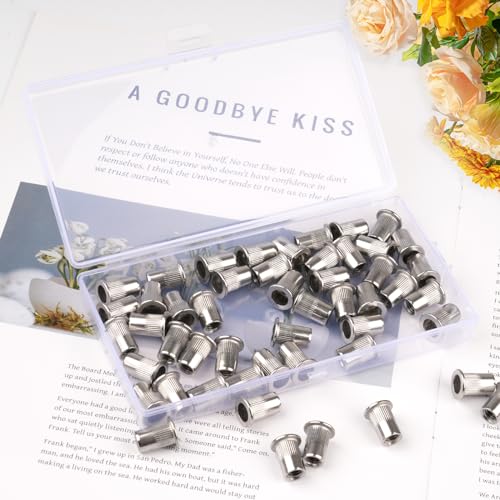 Nietmuttern M8, Blindnietmuttern Edelstahl, 50 Stück Flachkopf Gewindenieten, Gewinde Rivet für Metallplatten, Rohre Einnietmuttern