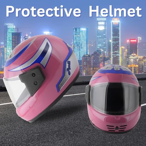 Image of Sage Square Audi Kimi Full Face Helmet | ISI Certified | Clear Visor | Comfort Inner Padding | Designed for Extra Comfort & Style (Pink Glossy- Blue Decal)