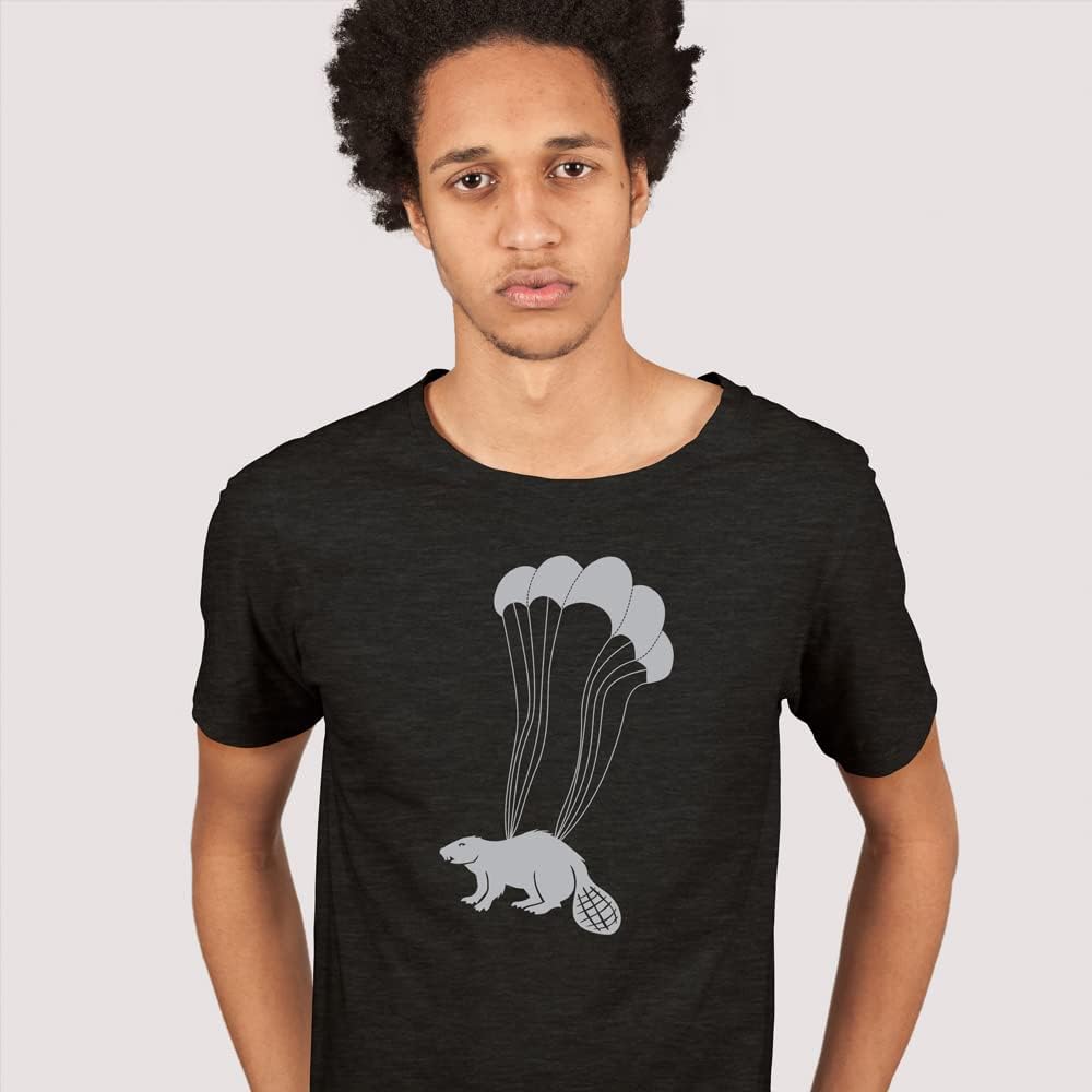 Parachuting Beaver Multicolor Short Sleeve T-Shirt - Unisex Adult Tee