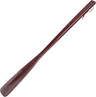 Wooden Shoe Horn Long Handle for Seniors, Women Men Pregnancy 21 Inches Long Boot Horn, Shoe Spoon - Brown Red