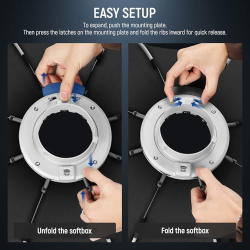 Neewer Softbox Octogonal de 35.4 Pulgadas, Caja Suave parabólica de liberación rápida con Soporte Bowens, difusores, Rejilla, Bolsa Compatible con Aputure 120d Compatible con Godox SL60w Q4 AS600B - Imagen 3