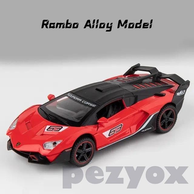 Image of Metal Pull Back Diecast Car 1:32 Lamborghini Sc18 Alston Pull Back Car Model with Sound Light Boys Gifts Toys for Kids. (Red)