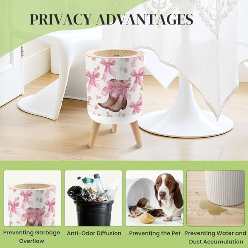 Caneca de basura redonda con tapa y patas 7L miniatura 4