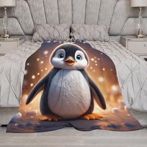 Manta de microfibra de pingüino con acabado mullido de alta densidad 7