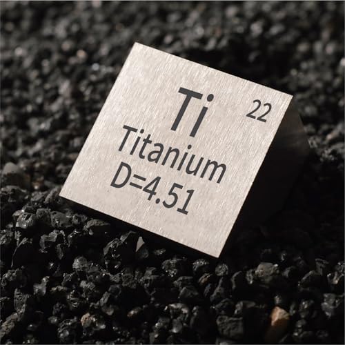 Image of Titanium Cube - Metal Element Cubes - Laser Engraved Density Cube Lab Material Periodic Table of Elements Collection DIY Teacher Science Creative Gift (Titanium, 1 Inch)