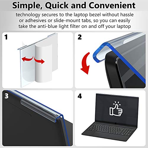 Blue Light Blocking Screen Protector Panel For 14 Inch Diagonal Led Pc Laptop Anti-Uv Eye Protection Filter Film - Widescreen Laptop Frame Hanging Type (W 12.6" X H 8.1") #TOP4