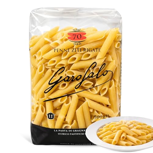Pasta Garofalo Penne Rigate Nº70 500g, Pasta Italiana, Pasta alimenticia de sémola de trigo duro, Contiene gluten, Puede contener trazas de soja, Tiempo de cocción 11 minutos, 1 Paquete de 500 gr