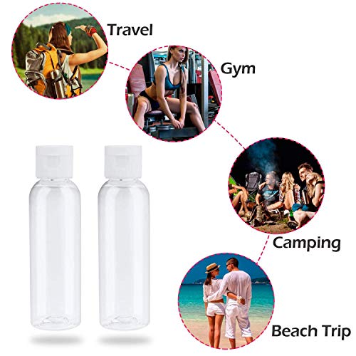 image for Snsowed 16 Pack 2 oz Clear Plastic Empty Bottles Travel Containers wit