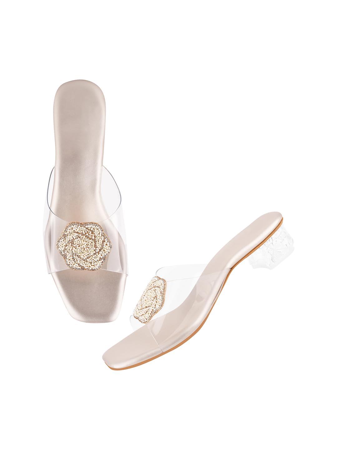 The White Pole Transparent Kitten Heel Sandal for Womens Block Heel Sandal Comfortable Heel Sandal Trendy Sandals for Women & Girls (B0CJLXH2C2) Amazon Price History, Amazon Price Tracker