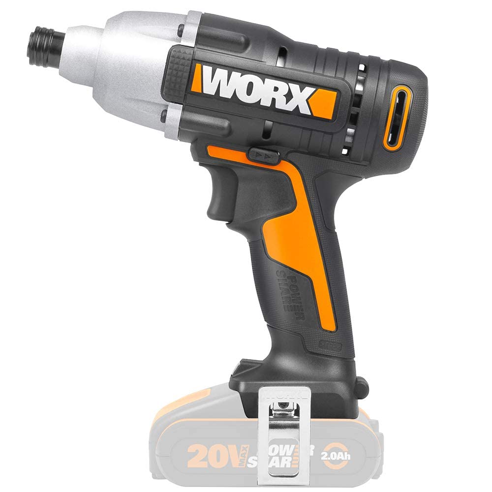WORX Atornillador de Impacto 20V | PowerShare | WX291.9 - Sin batería, ni cargador | Control variable de velocidad, reversible, caja de engranajes metálica, luz LED