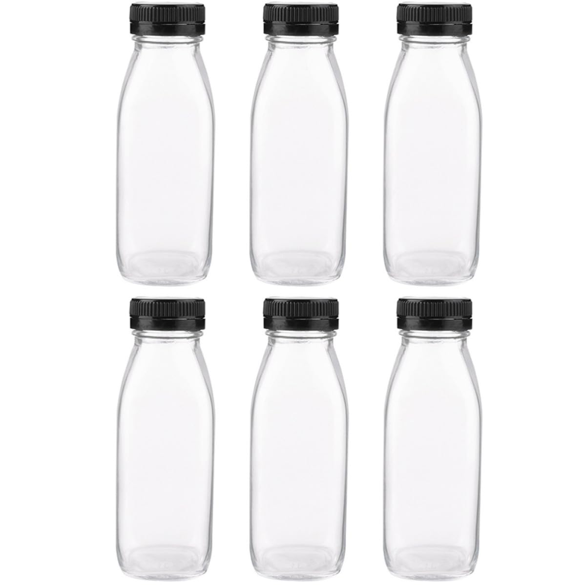 Bouteilles en verre de 300ml réutilisables et anti-fuite en lot de 6 pour jus et boissons