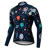 Cycling Jersey Men's Bike Shirts Long Sleeve Bicycle MTB Tops Riding Clothing Cyclist Uniform Fall Autumn Biker Cycle Outfits Cosmic Blue XL