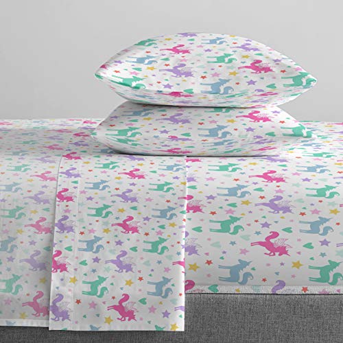 Image of Trend Collector Full Size Comforter Set 5 Piece Kids Unicorn Bedding, White