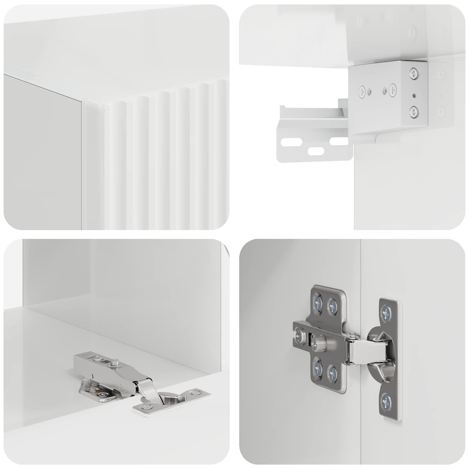 TV-Schrankset Wandmontiert 2-teilig, Hochglanz Weiß Holzwerkstoff, Modernes Media-Center für Wohnzimmer, Schlafzimmer, 78,5x31x30 cm