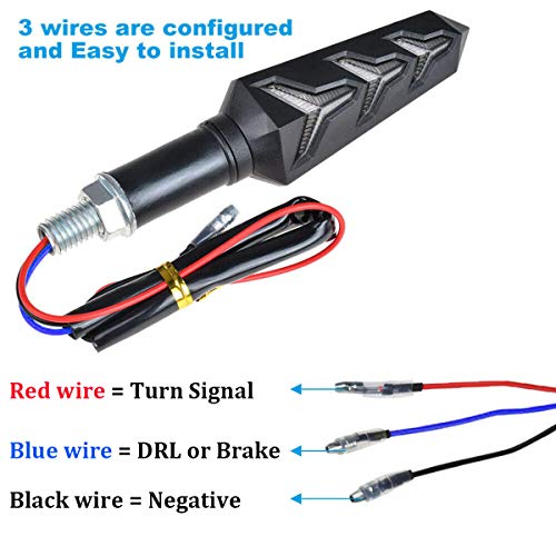4PCS Motorcycle Motorbike Indicators Front Rear Flowing Turn Signal Lights Motorbike Turning 12V LED Bulbs for Scooter Quad Cruiser Off Road-Y Shape Red White Amber Light …