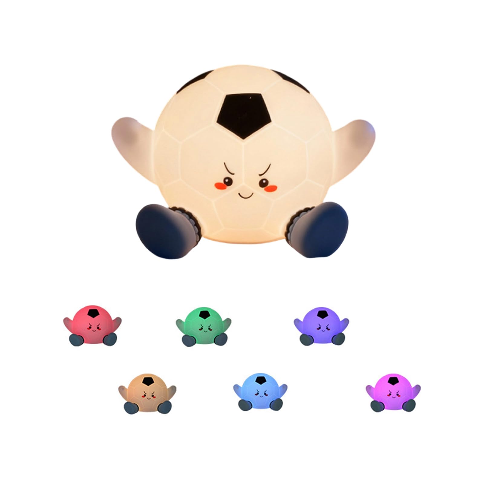 Kaeltsyn Rechargeable Cartoon Football Night Light, Silicone Color Change Lamp for Bedside Rechargeable Bedside Desk