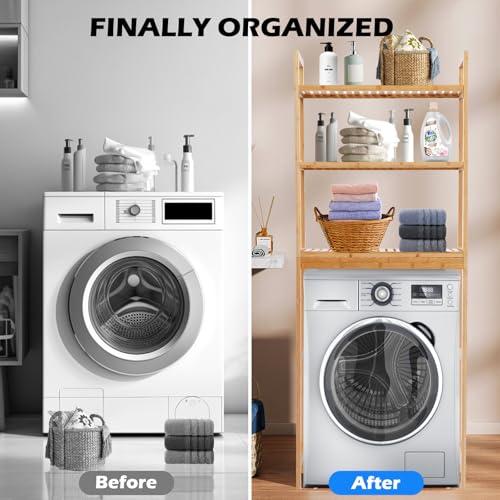 Wasmachinekast, wasmachinerek, toiletrek, 66 x 26 x 170 cm, wasmachinerek, rek voor wasmachine - Afbeelding 5