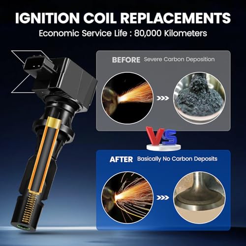 Image of 4-Pack Ignition Coil UF540 Compatible with Mazda 3 /6 06-13, CX-7 07-12, MX-5 Miata 06-15 2.0L 2.3L 2.5L L4 Replacement for L3G218100 L3G218100A C1683