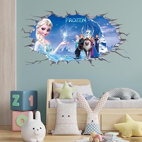 Frozen Wall Decals Cute Frozen Wall Stickers for Girls Bedroom Bathroom Living Room Wall Decals Peel and Stick Room Wall Decor 15.7"x 31.5"