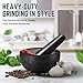 Flexzion Marble Mortar and Pestle Set Small 1-cup Capacity Guacamole Bowl, Spice Grinder Bowl, Black Mortar Pestle Set Kitchen Tool for Herbs, Spices, Cooking, Medicine