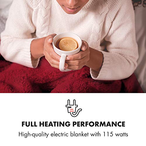 KLARSTEIN Dr. Watson Heated Electric Blanket, 3 Heat Settings, Ultra-Warm Premium MicroPlush, Auto Shut-Off, Cozy and Washable, 70 x 50 in, Maroon