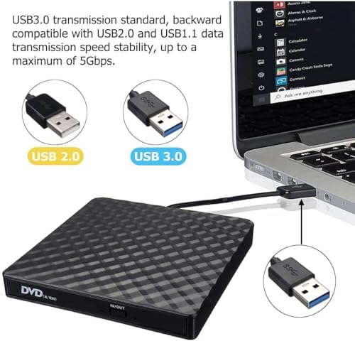 Unidad externa CD/DVD USB 3.0 portátil y delgada miniatura 4