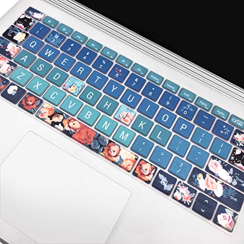 Keyboard Cover For Microsoft Surface Book 2 13.5&15 Inch /Surface Laptop 2017/Laptop2 2018, Silicone Skin Protector With Pattern, Us Layout , Rose #TOP4