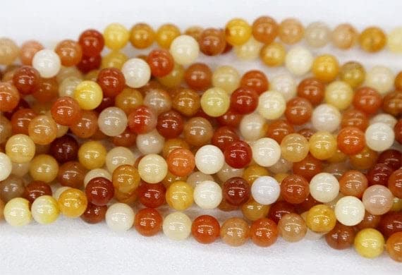 Perles en jade orange blanc vieux jaune naturel pour création bijoux DIY 3mm-12mm