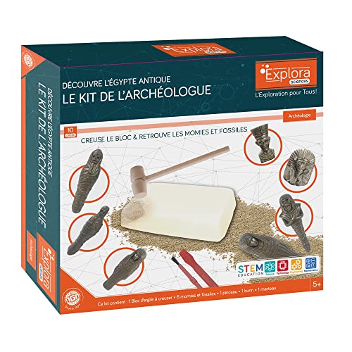 EXPLORA - Momias y Fósiles - Kit del Arqueólogo - 542221 - Yeso para Excavar - Antiguo Egipto - Juego Infantil - Científico - Educativo - Aventura - Divertido - A Partir de 5 años